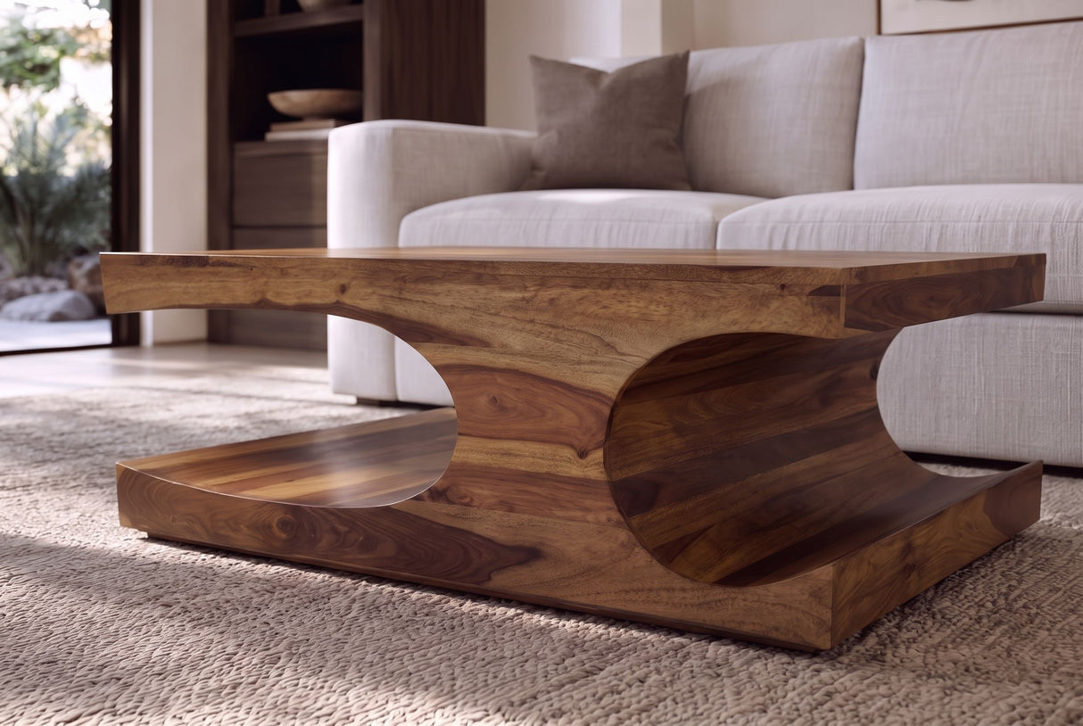 Coffee table GOA 120cm w/ storage space sheesham wood brown