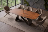 Dining table INFINITY 180-220-260cm boat-shaped extendable spanish ceramic rust brown