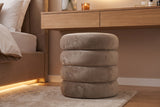 Stool VOGUE 40cm round upholstered w/ storage space velvet champagne greige