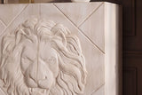 Highboard LION 120cm 3D lion front mango wood creamy w/ black metal frame