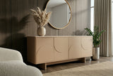 Sideboard SAVOY 180 cm 3D Natur mit Travertin-Marmor-Keramikplatte