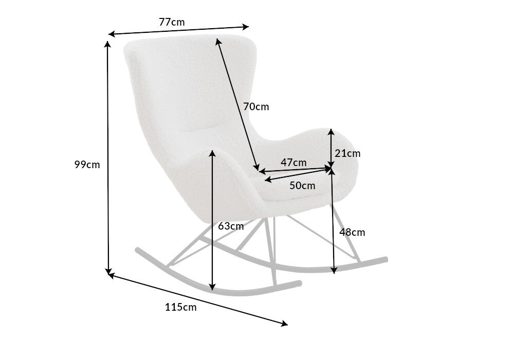 Rocking chair SCANDINAVIA SWING bouclé white