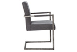 Cantilever chair BIG ASTON with armrests and brushed iron legs microfibre vintage grey