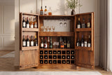 Bar cabinet ADLON 140cm 3D textured front rounded edges mango wood natural w/ wine rack