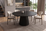 Dining table VALHALLA WOOD Ø 140cm round oak wood veneered black