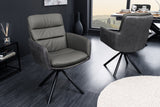 Swivel chair GEORGE 360° with armrests genuine leather and microfibre grey