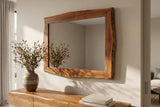 Wall mirror MAMMUT 100cm natural edge brown acacia wood