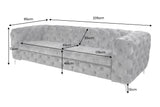 Sofa MODERN BAROCK 240cm 3-seater velvet dark grey Chesterfield look