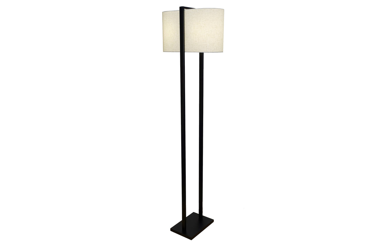 Floor lamp COLLEEN 160cm metal black w/ white lampshade