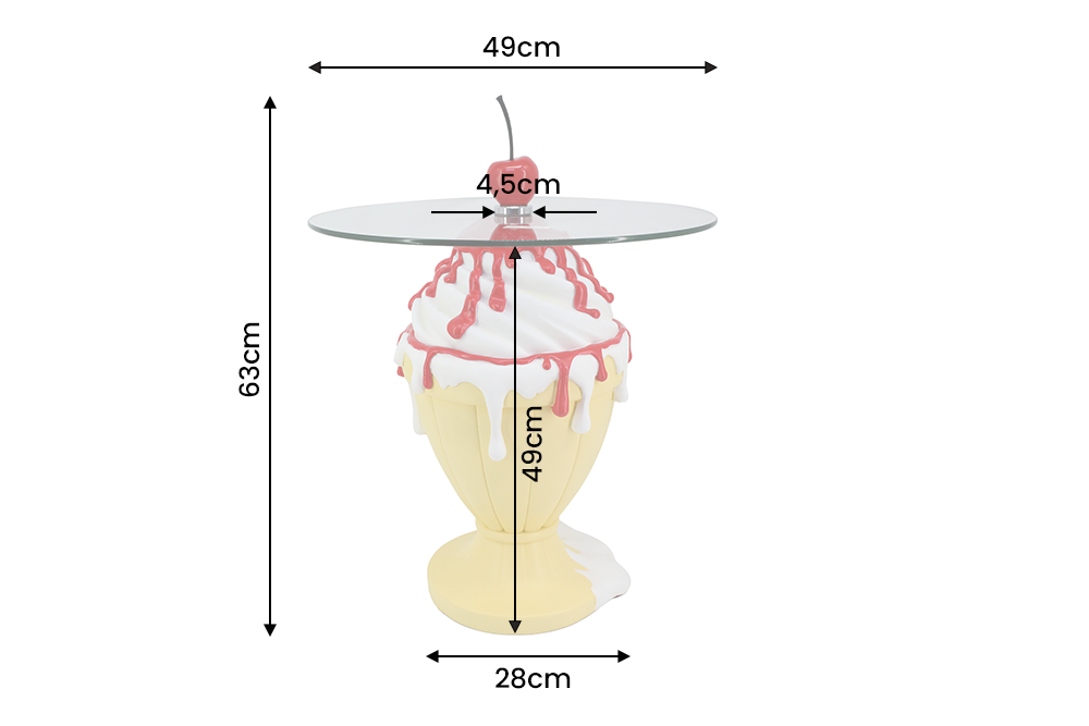 Beistelltisch SOFT POP 45cm pastellgelb mit magnetischer abnehmbarer Kirsche SWEET SOCIETY hauseigenes Design