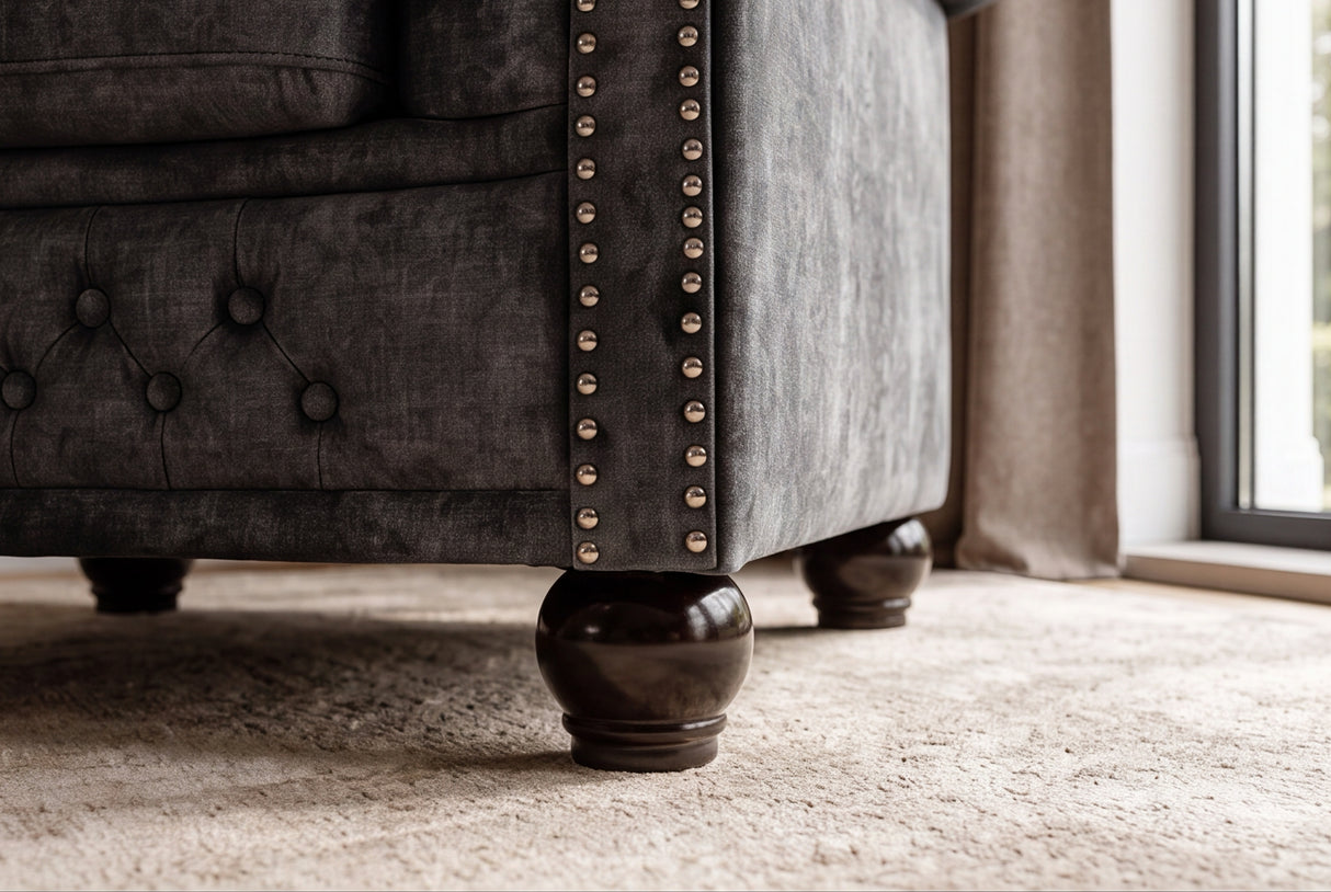 Sessel CHESTERFIELD Samt Antiklook grau