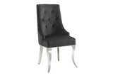 Chair MODERN BAROCK w/ lion´s head handle stainless steel legs silver velvet black