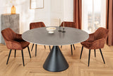 Esstisch SIGNATURE 135 cm, rund, schwarzer Metallrahmen, Platte aus grauem Keramikmarmor