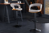 Bar stool MANHATTAN 64-85cm rotatable textured fabric grey and ash wood