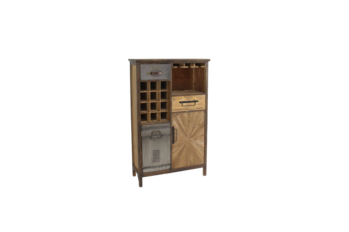 Bar cabinet ATELIER 120cm pine wood vintage brown