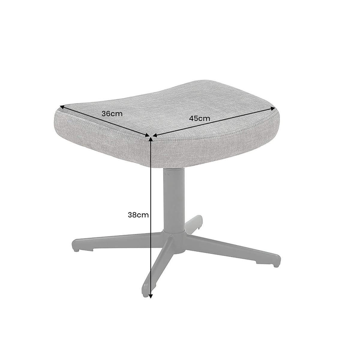 Hocker VOGUE 45cm drehbar Samt grau mit schwarzem Metallgestell