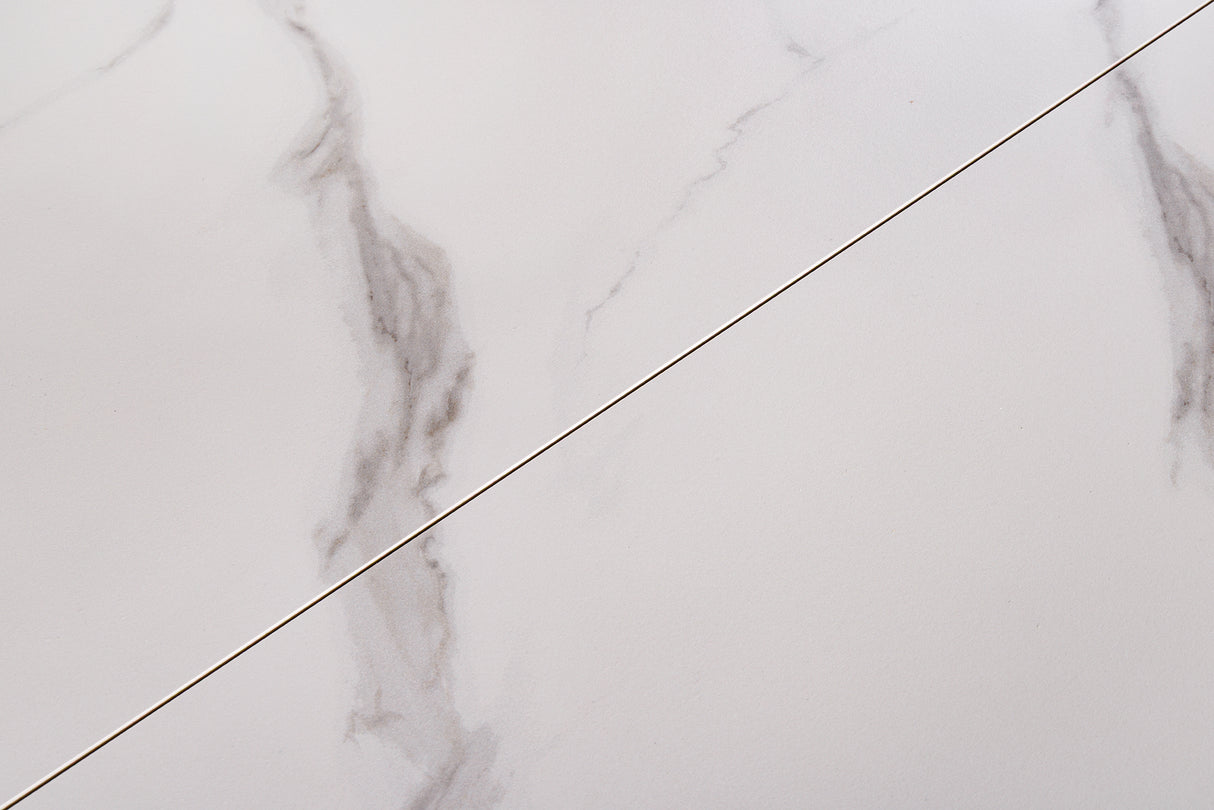 Dining table CONCORD 180-230cm extendable marble look white ceramic tempered glass