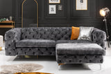 Sofa MODERN BAROCK 240cm 3-seater velvet dark grey Chesterfield look