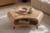 Coffee table ORGANIC LIVING 90cm w/ hairpin legs mango wood natural