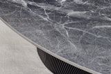 Dining table UNIQUE 120cm round dark frame ceramic grey marble top