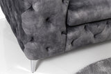 Armchair MODERN BAROCK Chesterfield look 120cm velvet grey