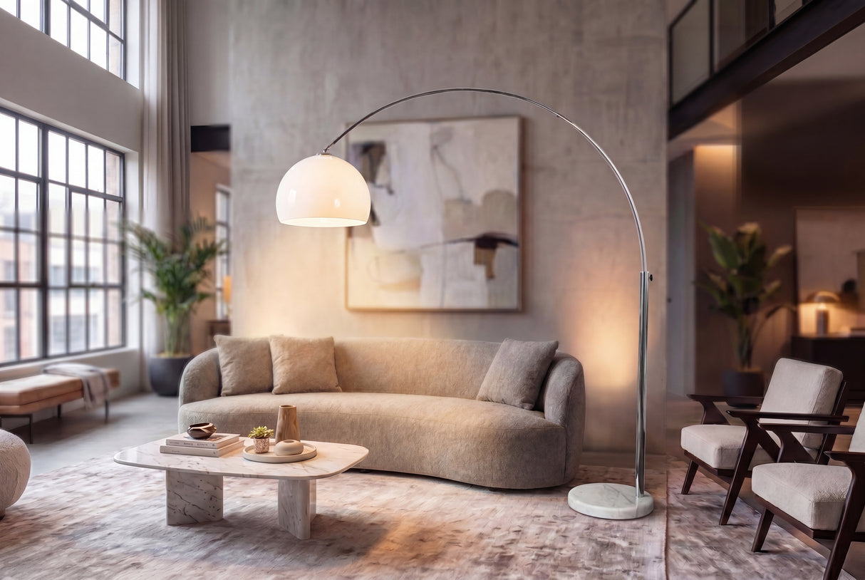 Floor lamp BIG BOW 175-205cm white w/ marble base