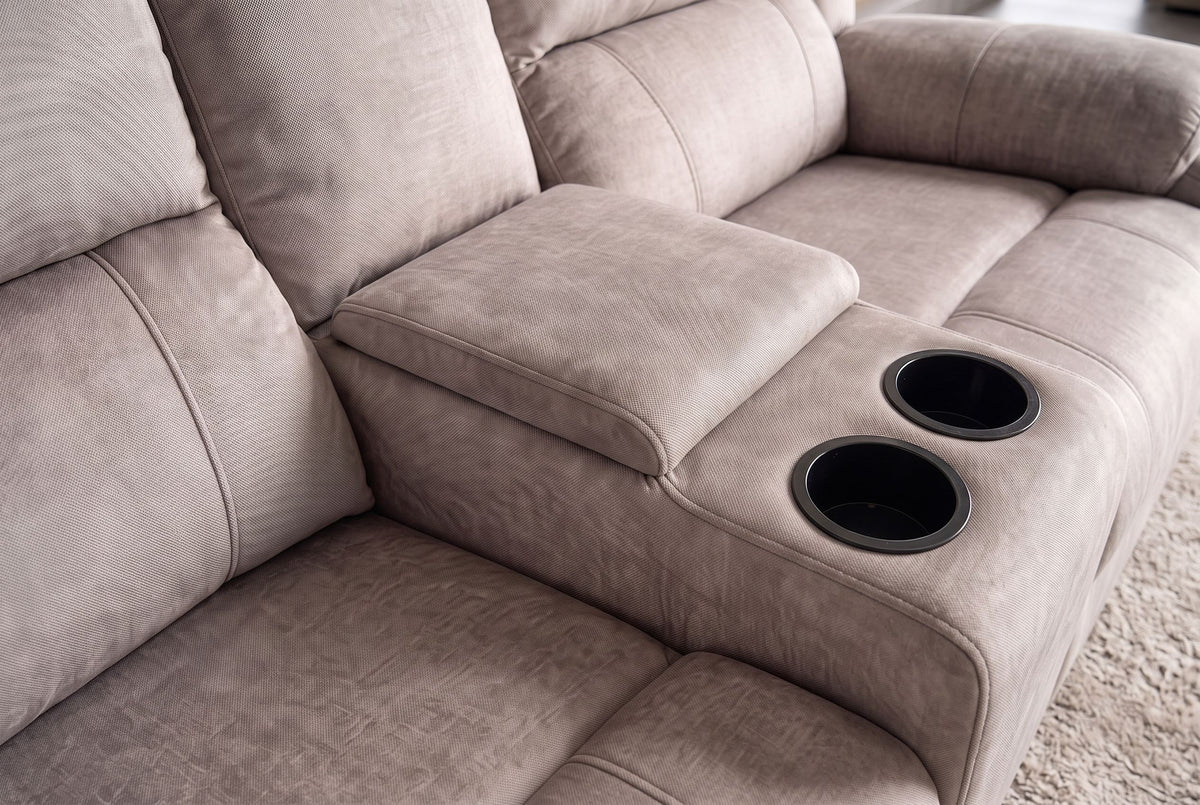 Kinosessel HOLLYWOOD 2-Sitzer Relaxfunktion mit Stauraum Samt champagner beige