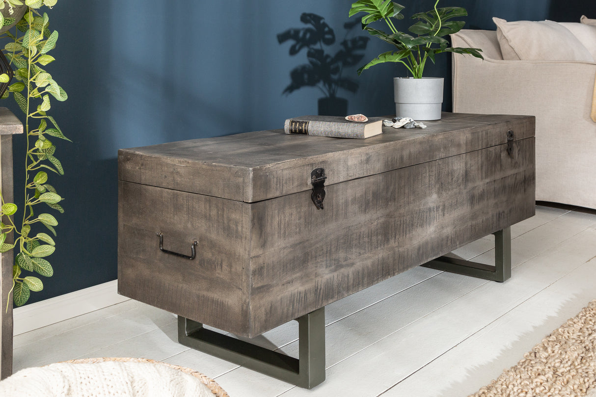 Banc casier FACTORY LOFT 115cm bois d'acacia gris