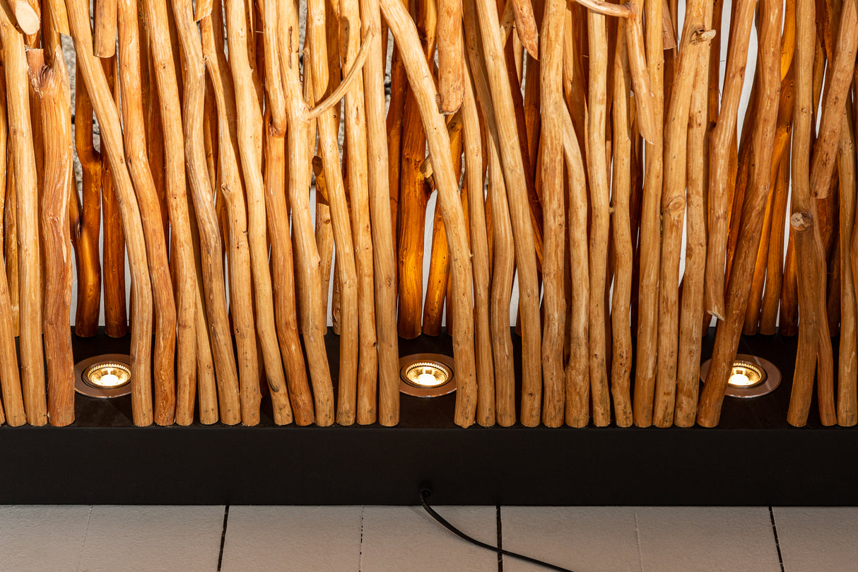 Lampadaire NATURAL PARAVENT 180 cm en bois de longane naturel avec source lumineuse