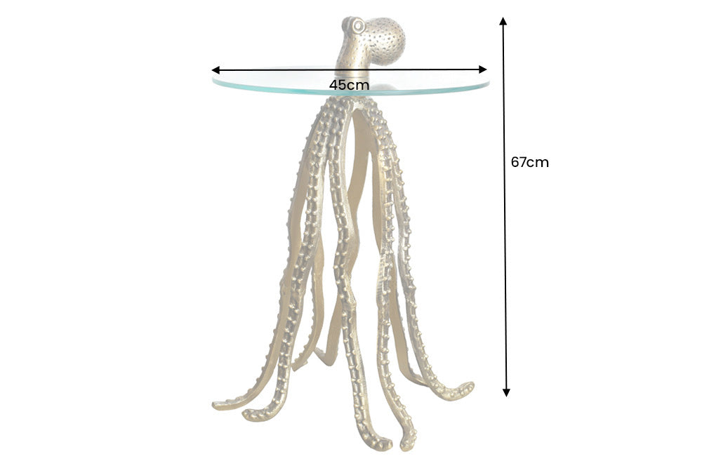 Side table WILDLIFE OCTOPUS 70cm 8mm tempered glass