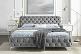 Bett MODERN BAROCK 160x200cm Samt grau im Chesterfield Stil im Barockstil