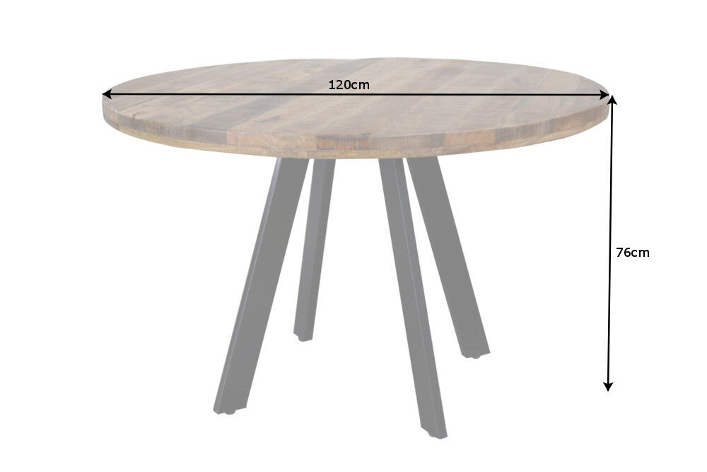 Dining table IRON CRAFT Ø 120cm round mango wood natural