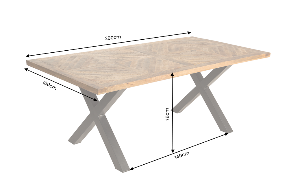 Dining table INFINITY HOME 200cm X-legs mango wood natural
