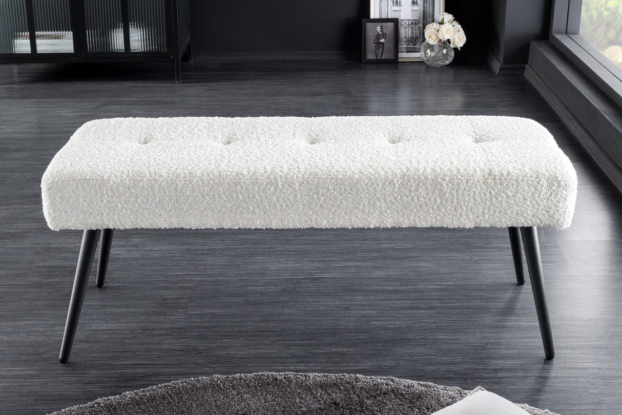 Bench BOUTIQUE 100cm bouclé white