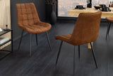 Stuhl ROADSTAR Microfaser cognac mit schwarzen Metallbeinen