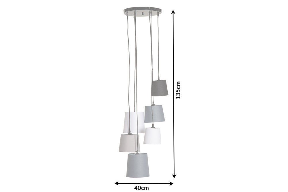 Pendant lamp LEVELS 6 hanging linen shades black grey