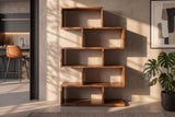 Shelf MAKASSAR XL 150cm asymmetrical open shelving sheesham wood brown stone finish