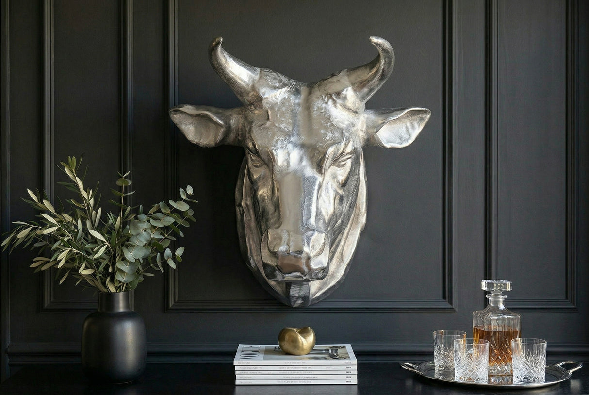 Wall Deco bull head TORERO 65cm silver