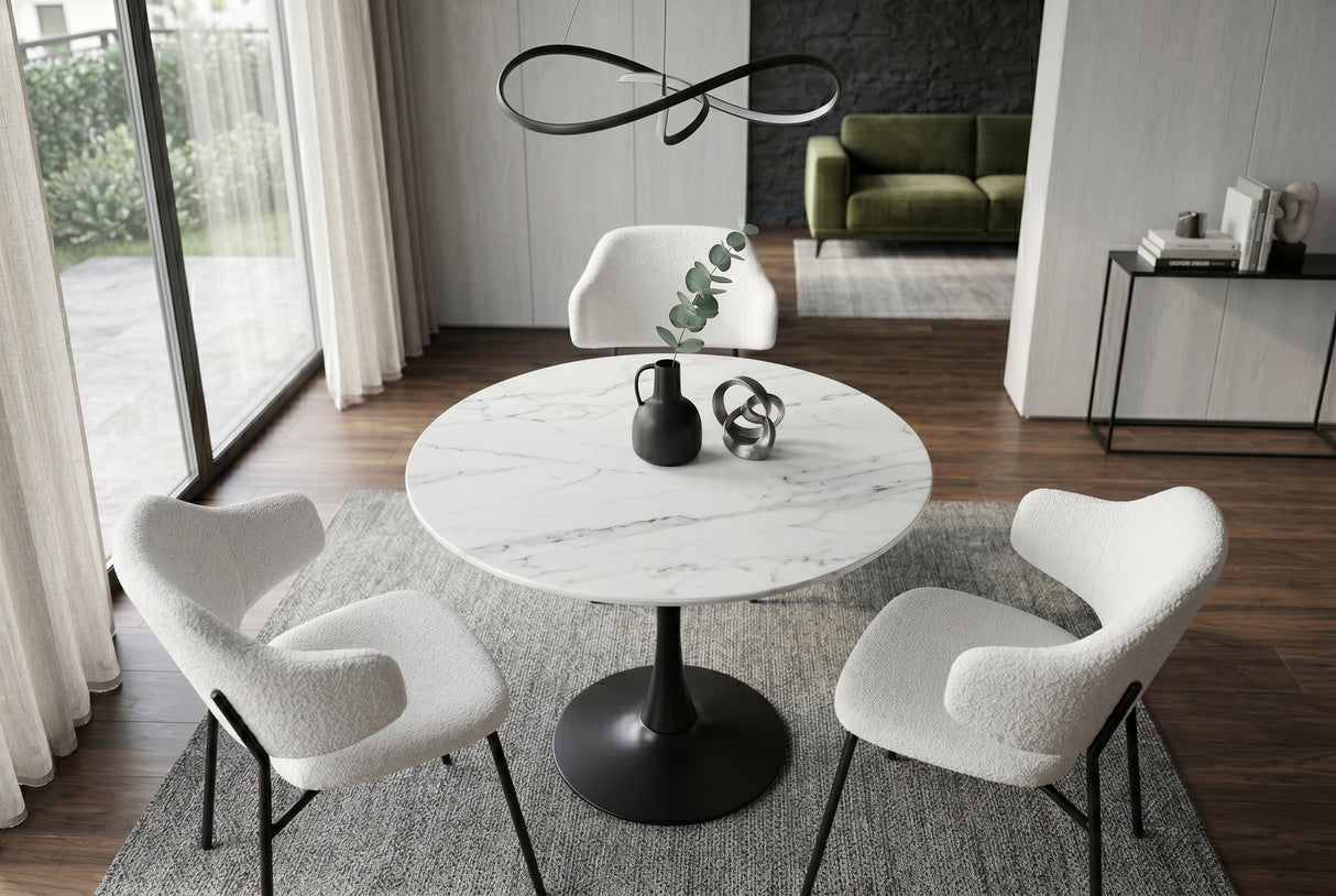 Bistro table LYON 80cm round ceramic white