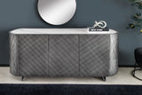Sideboard REFLECTION 150cm 3D effekt antracite w/ ceramic marble top white