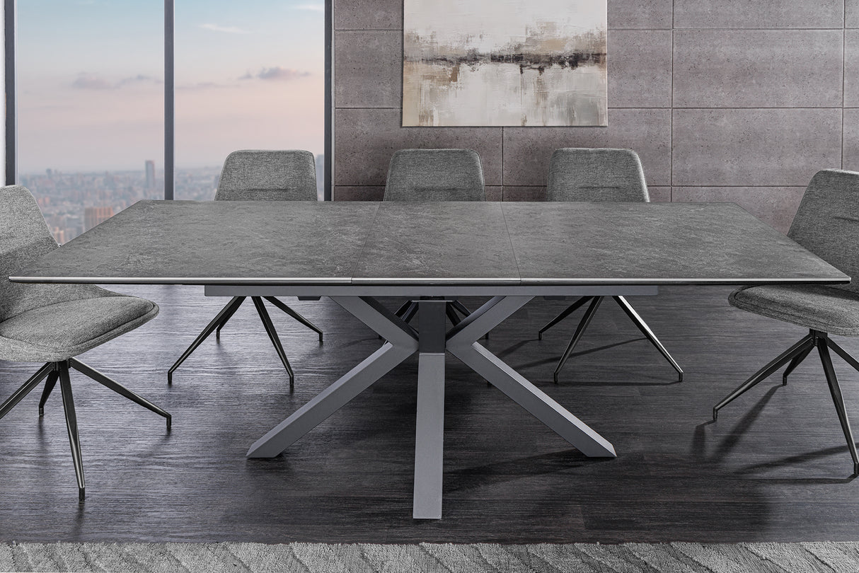Dining table ETERNITY 160-200cm graphite grey ceramic with tempered glass