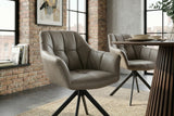 Swivel chair PAPILLON rotatable 180° w/ armrests leather taupe