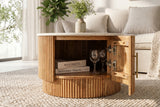 Couchtisch TRES CHIC Ø 60cm rund Mangoholz natur mit weißer Marmorplatte
