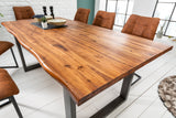 Dining table GENESIS 180cm 35mm acacia wood brown w/ black iron frame