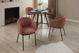 Chair FLORENZ w/ armrests textured fabric rust red and black metal frame