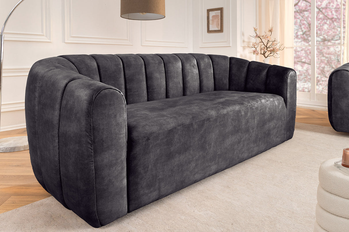 Sofa BABYLON 200cm 3-Sitzer Samt anthrazit