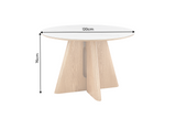 Dining table ORGANIKO 120cm round white marble ceramic top w/ oak wood look frame