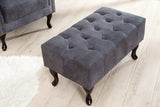 Foot stool CHESTERFIELD antique look microfibre grey