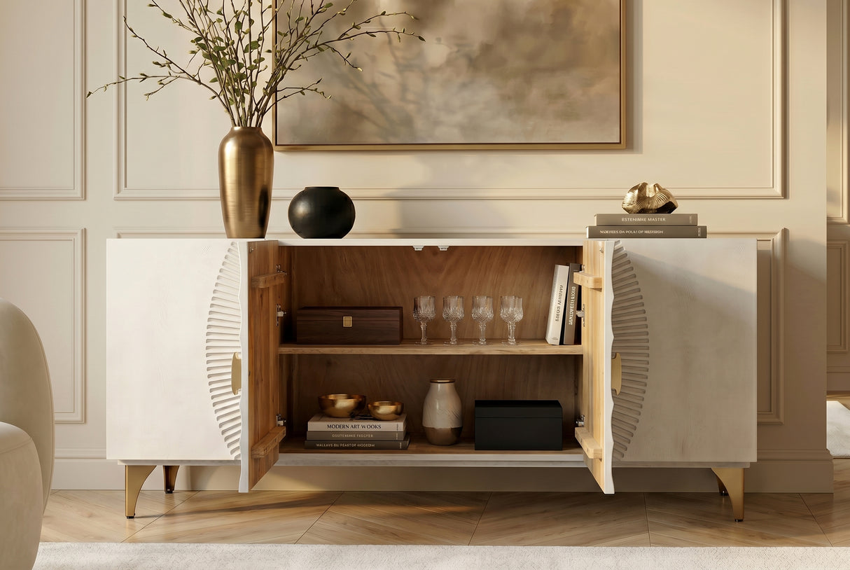 Sideboard GOLDEN SUNSET 180cm 3D mango wood white