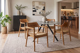 Chair KENNEDY wicker seat w/ armrests teak wood natural